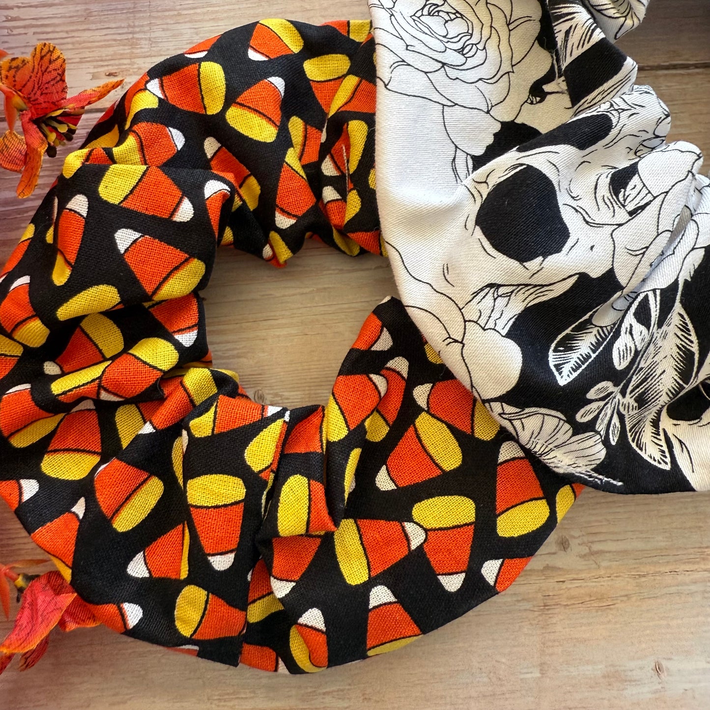 Spooky Candy Corn Halloween Scrunchie