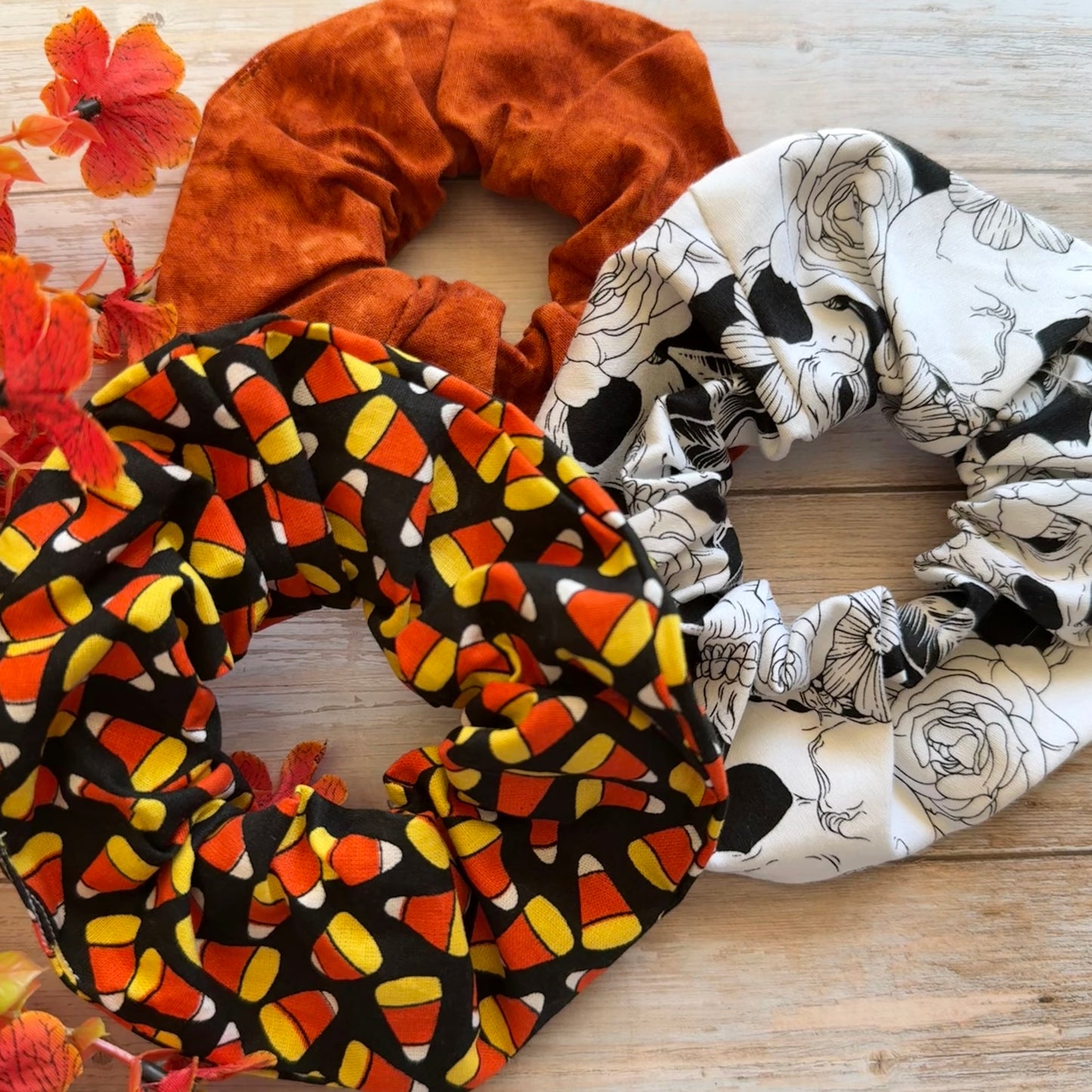 Spooky Candy Corn Halloween Scrunchie