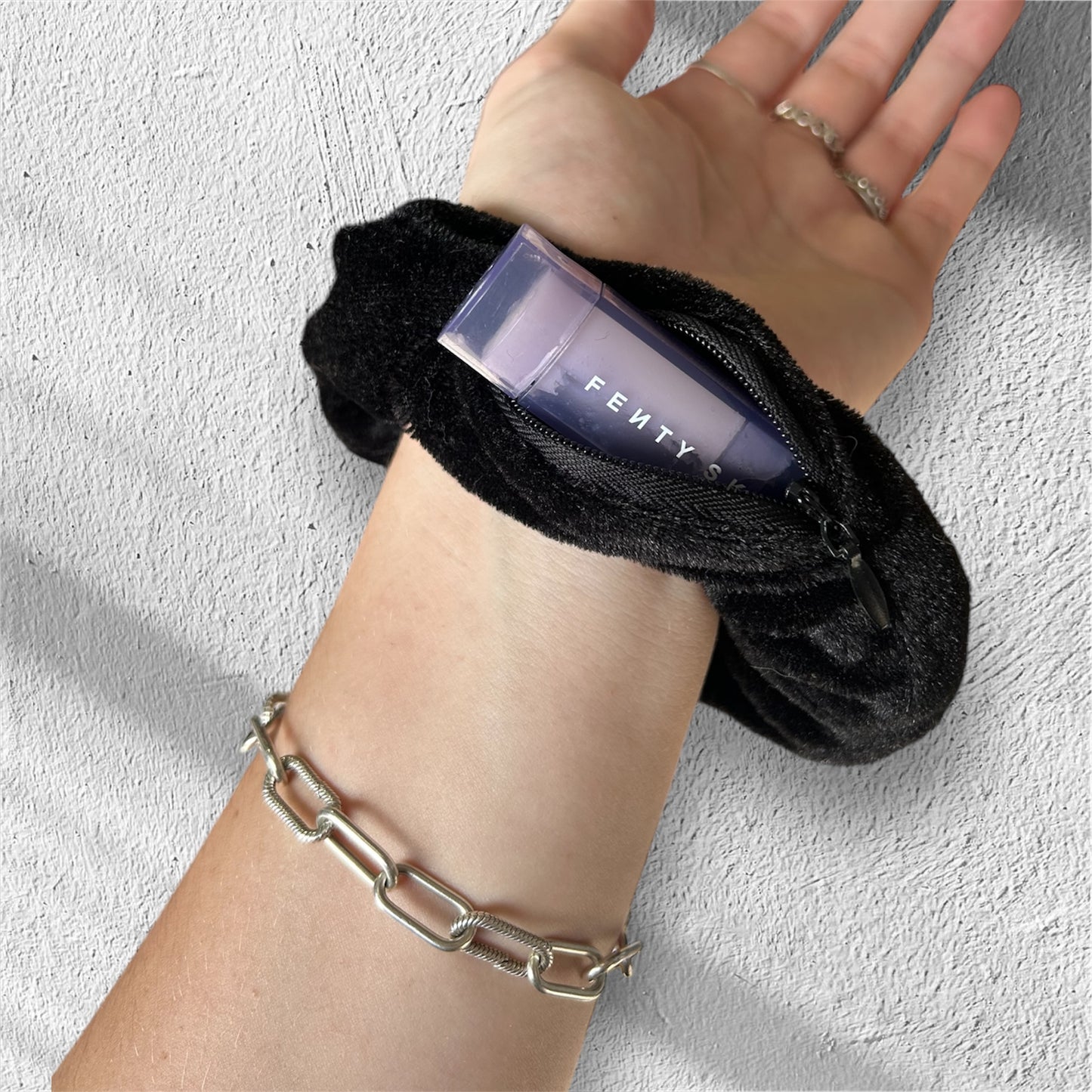 Black Velvet Clare Pocket Scrunchie