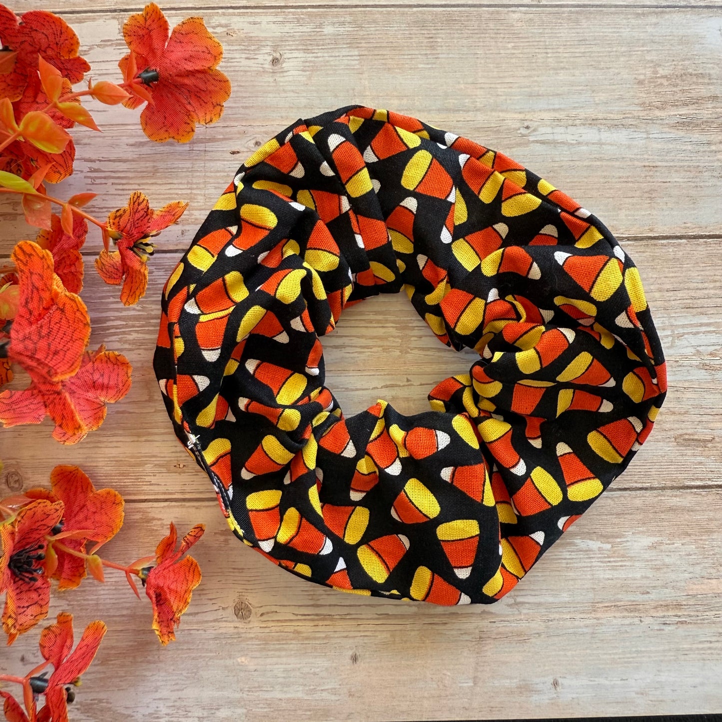 Spooky Candy Corn Halloween Scrunchie